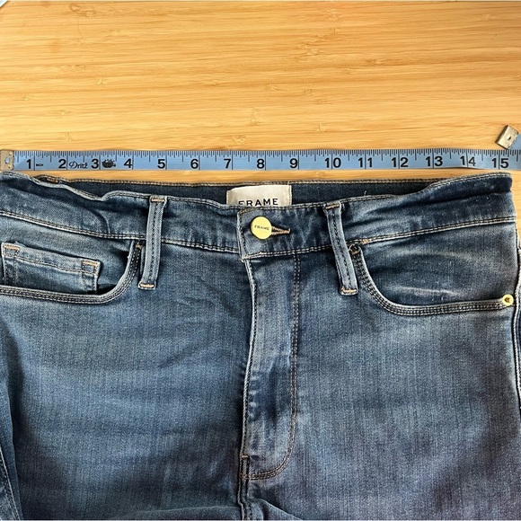 FRAME Le Sylvie Slender Straight Crop Denim Jeans w/ Frayed Raw Hem Size 28 - Picture 6 of 7